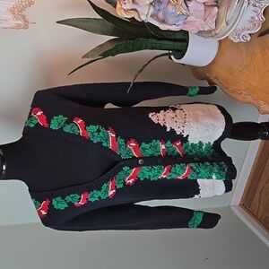 🎁 Vintage Lauren Hansen hand knitted christmas window sweater